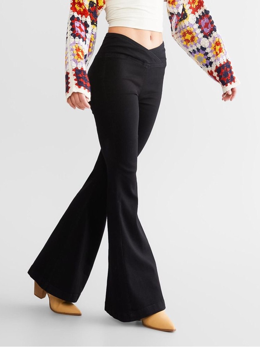 Free People‎ Venice Flare Stretch Pant Black